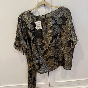 SCOTH & SODA GOLD LAME SHEER BLOUSE
